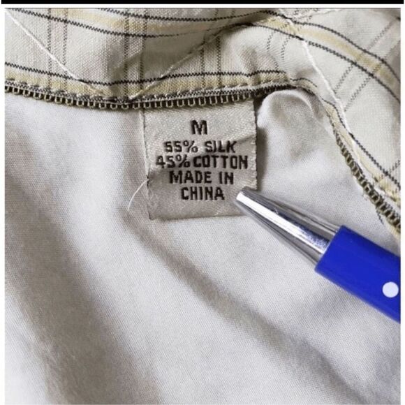 Tommy Bahama Men Green Ombre Geometric Silk Cotton Long Sleeve Button Shirt M - Picture 10 of 12